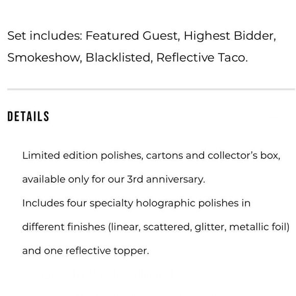 HOLO TACO 3RD ANNIVERSARY GALA COLLECTION: 4 nail polish and 1 topper - Picture 12 of 12